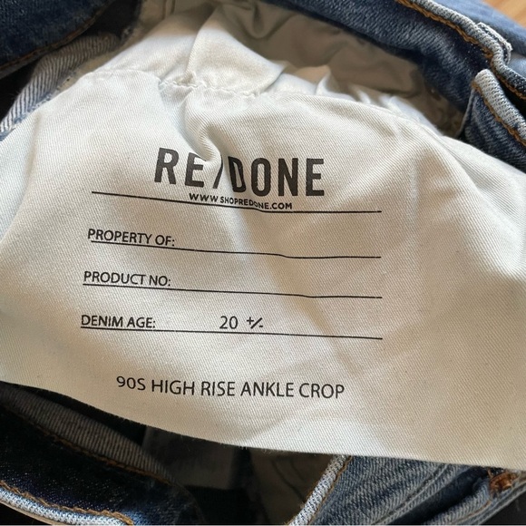 RE/DONE 90s High Rise Ankle Crop High Rise Indigo Storm Blue Skinny Jeans EUC 26 - Picture 9 of 10